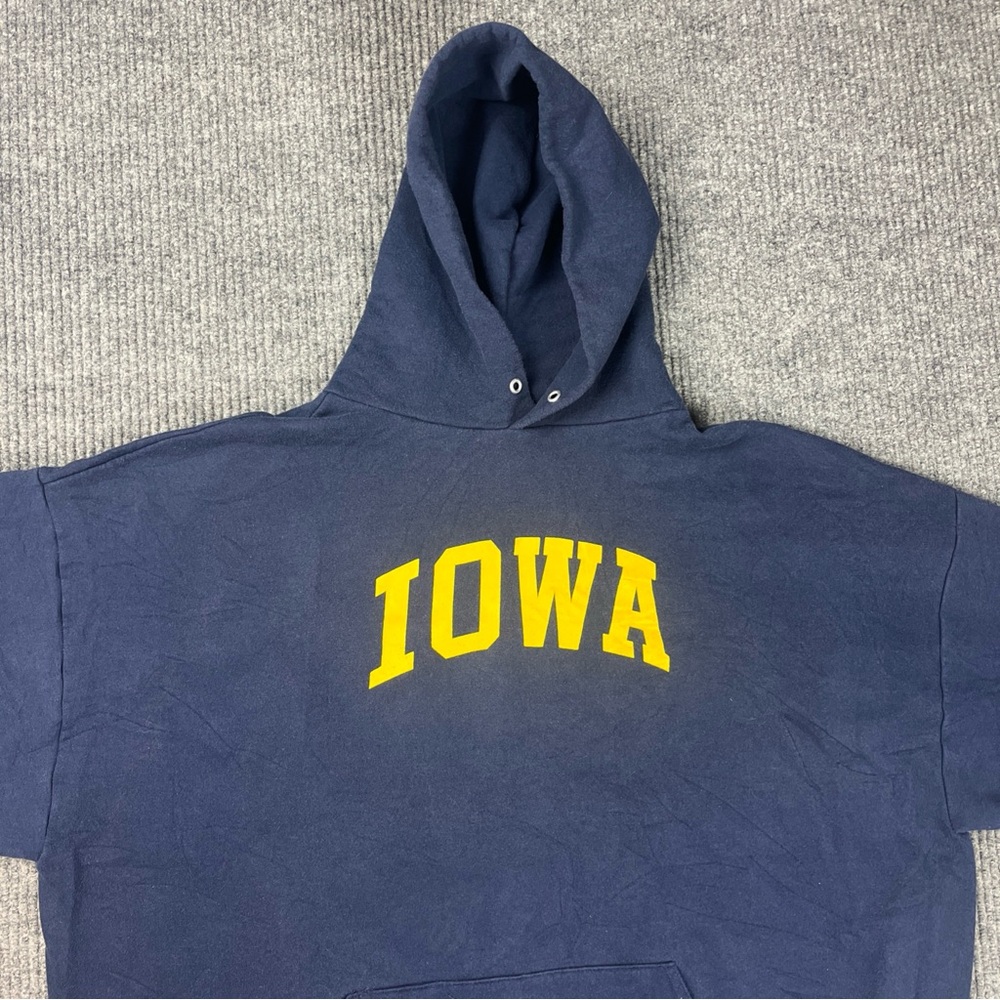 Vintage Iowa University Hawkeye Hoodie Womens 2X Blue Yellow Big Ten NCAA